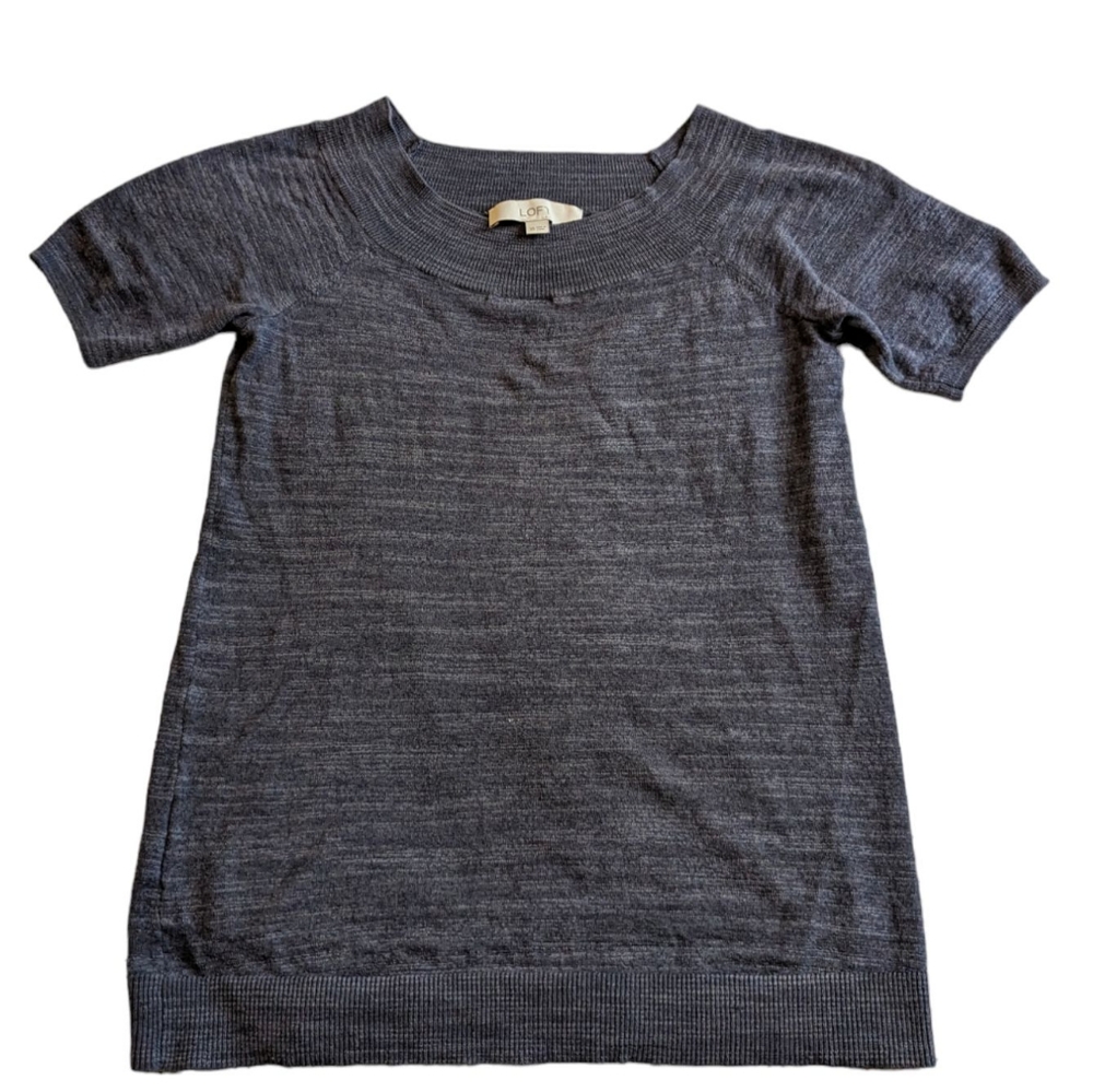 Loft Shirt Ruched Neckline Hem Blue Women's Size XSmall